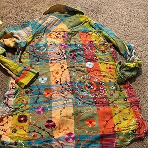 Soft Surroundings Colorful Striped Button-Up Shirt